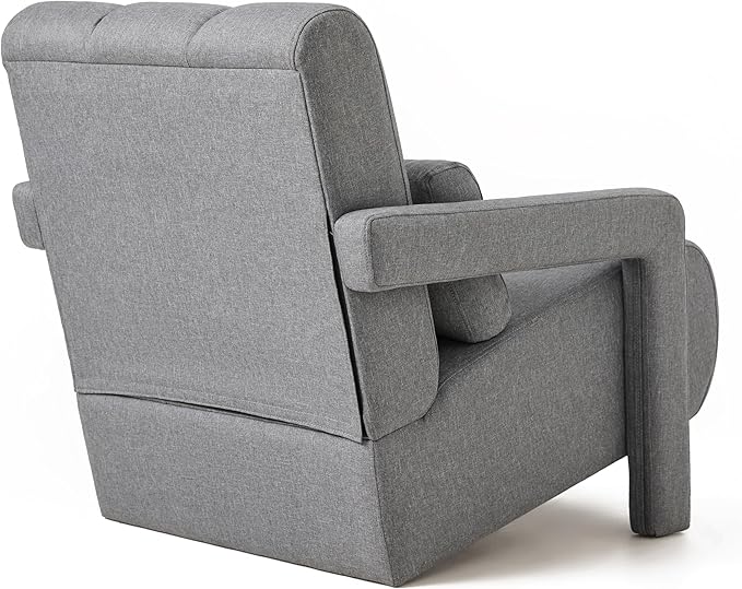 Christopher Knight Home Smyth Modern Armchair Upholstered Accent ChairMinimalist Lounge Chair Cozy Seating ChairBedroom Chairwith Linen Fabric and a Pillow Gray