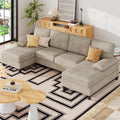 JAMFLY 107 U-Shaped Modern Sofa Modular Sectional Cloud Couch with Chaise 4-Seat Deep Seat Sofa for Living Room Bedroom and Apartment Khaki