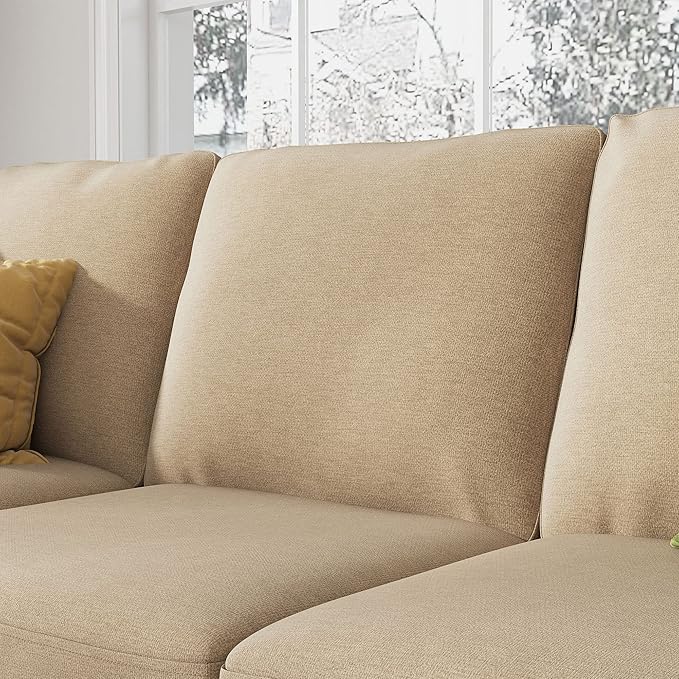 HONBAY L Shaped Couch with Linen FabricConvertible Reversible Sectional Sofa for Small Space Dark Beige
