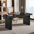 Tribesigns 62-Inch Modern Executive Desk Wood Office Desk Large Aesthetic Computer Desk with Double Pedestal Workstation for Home Office (Black)