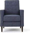 Christopher Knight Home Mervynn Mid-Century Modern Fabric Recliners 2-Pcs Set Dark Blue
