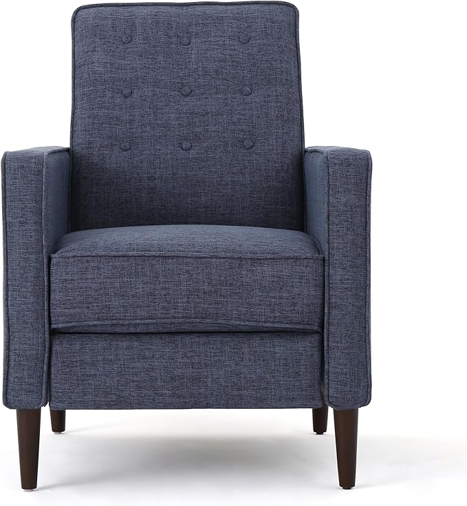 Christopher Knight Home Mervynn Mid-Century Modern Fabric Recliners 2-Pcs Set Dark Blue
