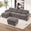 OUYESSIR 113 U Shape Sectional Cloud Couch with OttomanFluffy Sectional Couches for Living Room4 Seater Modular Sectionals SofaComfy Cloud Sofas &amp Couches with 4 PillowsGrey