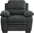 Plush Seating Chair 1pc Dark Gray Textured Fabric Channel Tufting Solid Wood Frame Modern Living Room Furniture