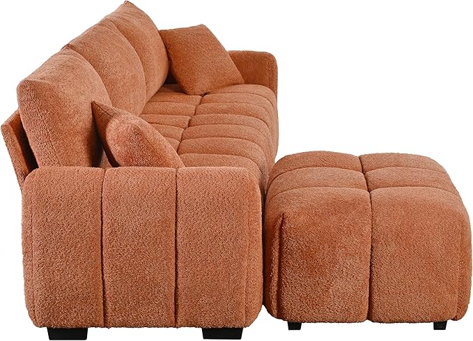 Oversized Modular Sectional SofaGifts for Women MenL Shaped Sectional Couches for Apartment110 inch 4 Seat Modular Couch with Movable OttomanBoucleOrange