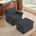 35.8 Accent Chair with Ottoman Set Comfy Chenille Armchair with Rolled Arms Modern Single Reading Chair for Living Room Bedroom Apartment Grey