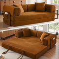 Boneless Couch Futon Sofa Bed Sectional Couches for Living RoomCloud Couch with Sleeper SofaSofas for Living Room Oversized Corduroy Upholstered (Orange 81 Inches (with Iron Frame))