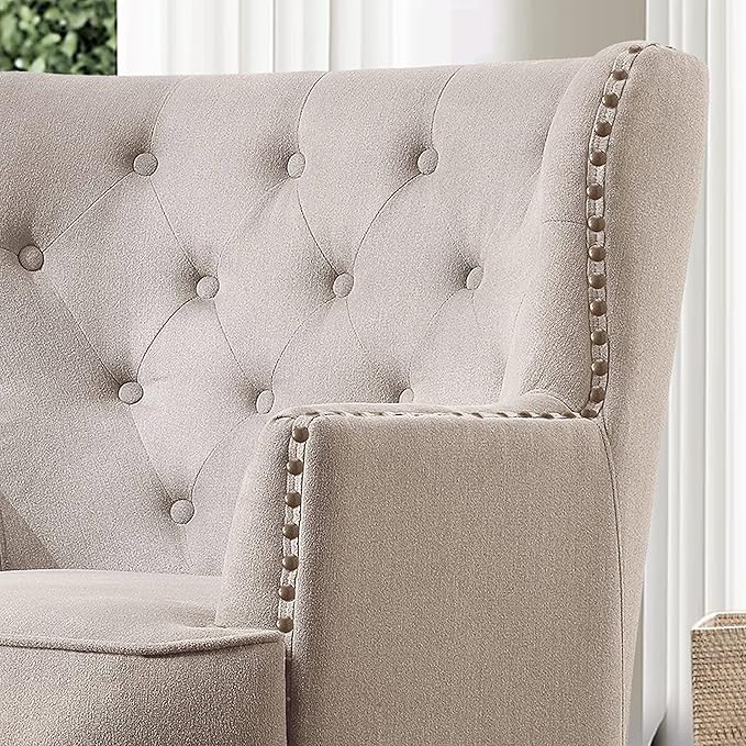 Rosevara Atlas Mid-Century Modern Accent Chair - Upholstered Tufted Armchair with Soft Cushion for Living Room Bedroom &amp Small Spaces