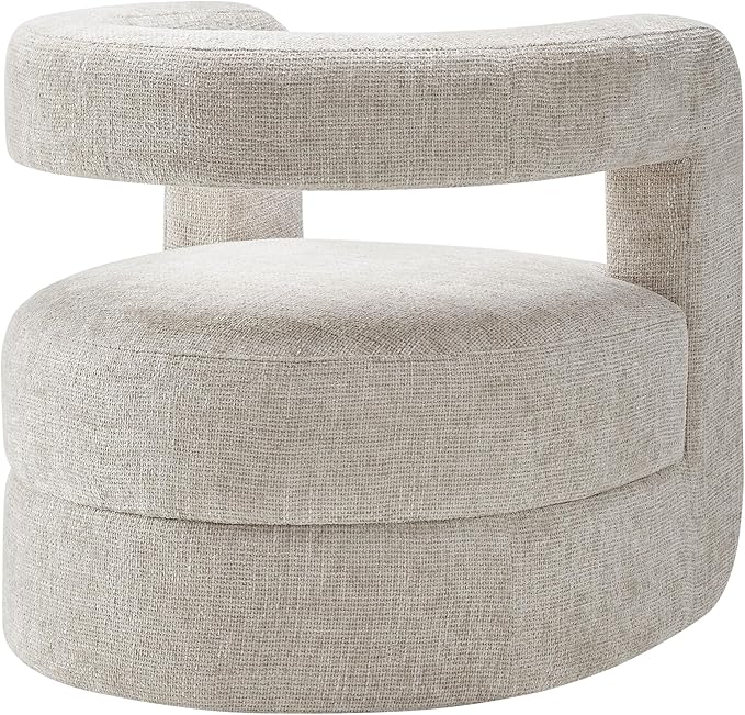 Modway Jaylin Chenille Accent Chair in Dove Gray - Upholstered Comfy Club Chair - Modern Soft Barrel Chair - Round Leisure Accent Chair with Curved Back for Living Room Bedroom Home Office