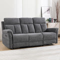 Manual Reclining Sofa 3 Seat Soft Fabric Recliner Couch for Adults with Overstuffed Arms and Back Sofa Recliner for Living Room (Dark Gray)