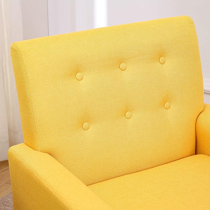 Generic Fabric Accent Chair for Living Room Bedroom Button Tufted Upholstered Comfy Reading Accent Chairs SofaYellow