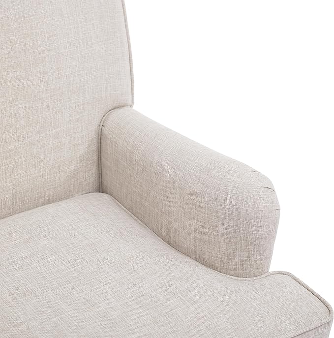 Merax Modern Mid Century Upholstered Living Room Sofa Chair Cozy Fabric Accent Armchair with Sturdy Legs Easy Assemble Cream