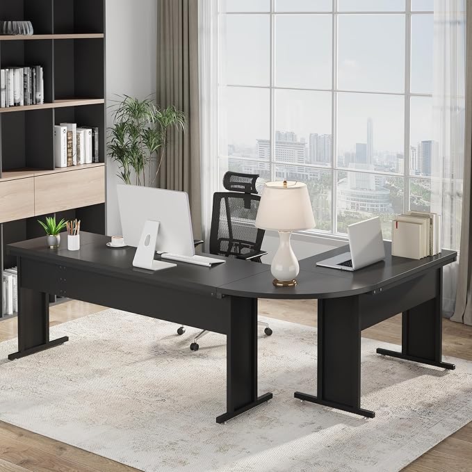 Tribesigns 83-Inch Large L Shaped Desk Reversible Executive Office Desk Modern Corner Computer Table Business Workstation for Home Office Black