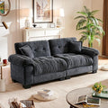 91.5 Modern Cloud Couch Sofa Comfy Chenille Couches for Living Room Easy to Assemble Apartment Black Couch with Wide Armrests Removable Cushion Fashion Cute Sofas with Pillows for Bedroom Office
