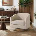 Swivel Barrel Chair 31 W Modern Round Swivel Accent Chair for Living Room 360° Rotation Upholstered Linen Fabric Armchair Club Chair for Bedroom Reading Room Office (Light Brown)