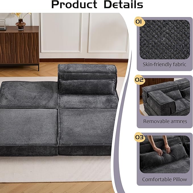 KEIKI 2Seat Modular Velvet Sofa Couch with Chaise Memory Foam for Living Room Home Office Style Conscious Homeowners Cozy Warm Perfect for Entertaining Relaxation Classic Refined Design Dark Grey