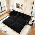 3-in-1 Convertible Sleeper Sofa Bed with Storage Ottoman King Size Velvet Tufted Chesterfield Sofa for Living Room Apartment Guest Room (Black)