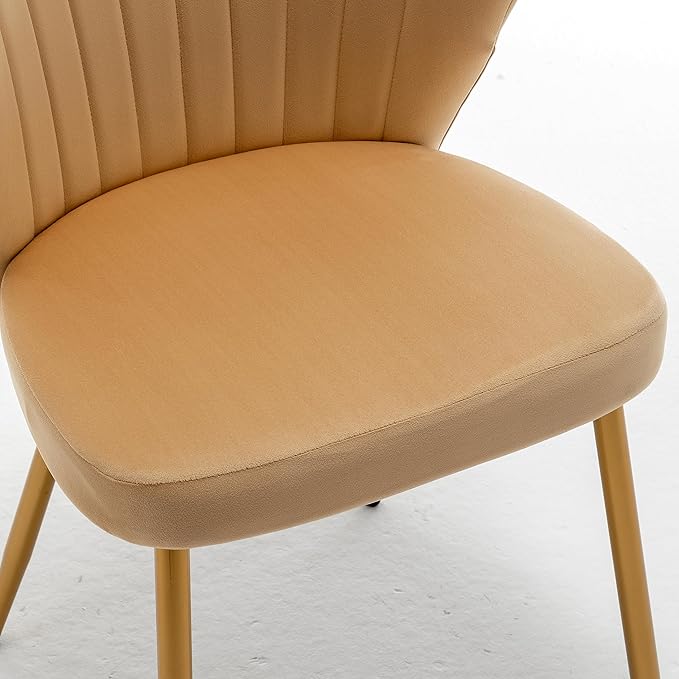 Modern Velvet Accent Chair for Living Room Bedroom Entryway or Small Spaces with Channel-Tufted Design Comfortable and Trendy Armless Seat Light Brown