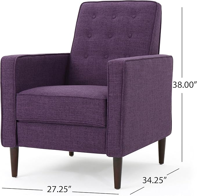 Mid-Century Fabric Rocker Recliner Chair with Tufted Design Adjustable Single Recliner Sofa with Thicker Seat Cushion with Pocket for Living Room Bedroom Apartment (Purple Style1)
