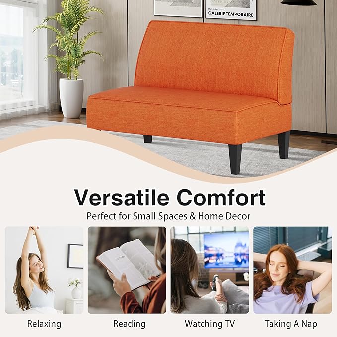 ALISH Small Loveseat Sofa 2-Seater Sofa Couch with Wooden Legs for Bedroom Living Room Upholstered Mini Couch for Small Spaces