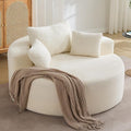 55''Oversized Round Boneless Chaise Lounge ChairCorduroy Modern Floor Sofa Deep Seat Compressed Circle Comfy Barrel Chair No Assembly Sleeper Cloud Sofa Couch Bed for Living Room BedroomBeige