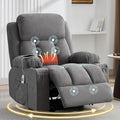 Swivel Rocker Recliner Chair with Vibration Massage and Heat for Living Roomwith Rocking Function and Side Pocket USB Charge Port2 Cup Holders