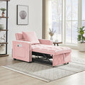 3-in-1 Futon Couch Sofa Bed Chair Convertible Sleeper Sofa with Pull-Out Bed Folding Sofa Bed with Reclining Backrest and Side Pocket Sofa Recliner Single Bed Adult Modern Chair Bed Berth (Pink)