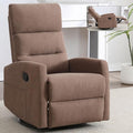 Slim Swivel Rocking Chair Recliner with PocketsLazy Boy Recliners for for AdultsSmall Recliner Chair for Small Spaces Manual Reclining Chairs for Living Room Bedroom Adjustable Backrest (Brown)