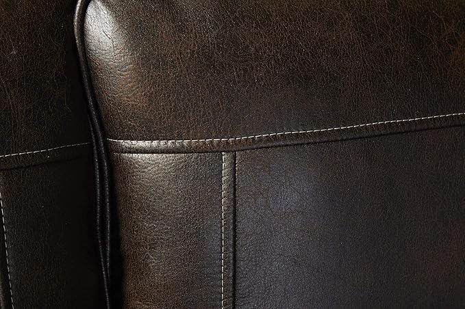 Leinster Faux Leather Sofa with Antique Bronze Nailheads in Espresso