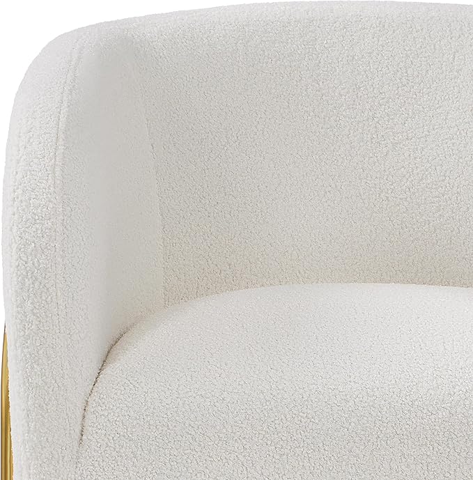 Yaheetech Accent Chair Set of 2 Armchair Set Side Chairs for Living Room Boucle Fabric Vanity Chairs with Gold Legs for Bedroom Office Reading Nook Ivory