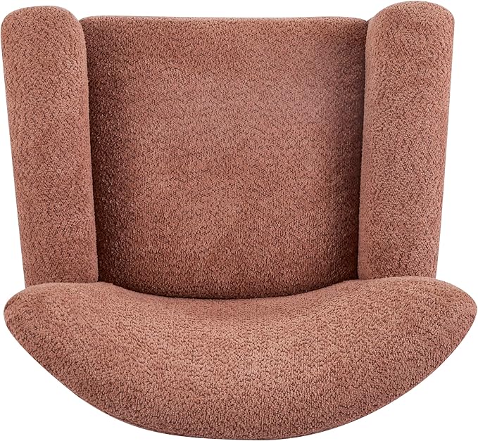 Christopher Knight Home Lindy Wingback Accent Chair Upholstered Armchair with Rounded Wooden Legs Curved Backrest Single Sofa Soft Cushion Seating Comfy Lounge Chair for Living Room Dusty Coral