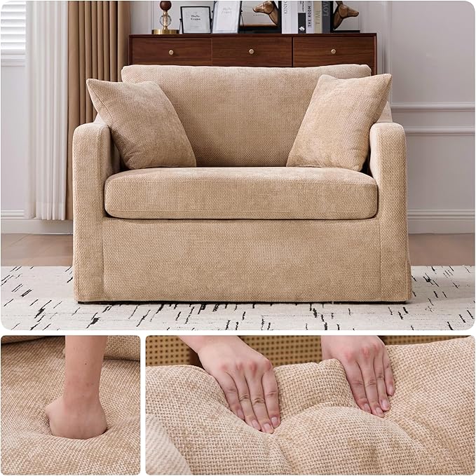 43.9 Oversized Reading Chair with OttomanBig Comfy ChairChenille Accent Chair with OttomanBrown Oversized Aaccent Chairs for Living Room
