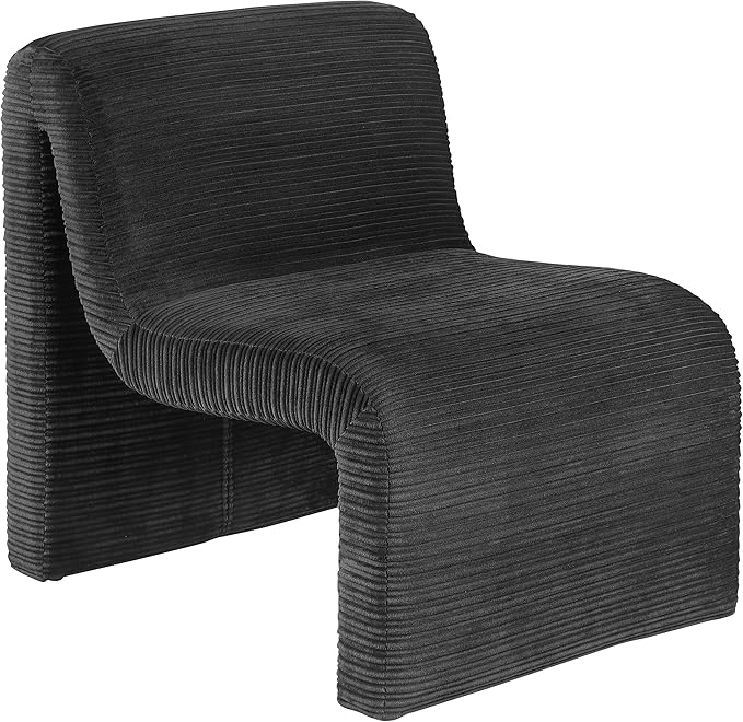 Coaster Home Furnishings - Drayton - Wood and Metal - Upholstered Armless Accent Chair with Sinuous Curves Ribbed Detailing and Foam Padding - Living Room - Black - 907526