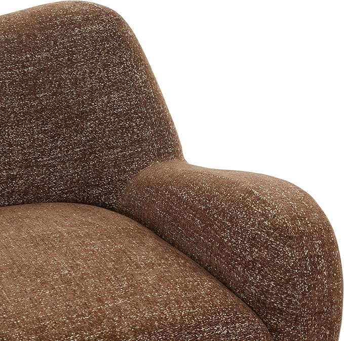 SAFAVIEH Couture Collection – Randal Dark Brown Chenille Accent Chair Fully Assembled Upholstered Lounge Seating with Curved Arms (SFV4878D)