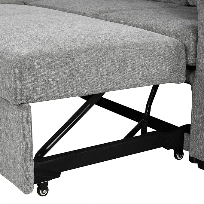 35.4 Convertible Pull-Out Sofa Bed Modern Couch Single Sofa Chair with Dual Cup Holders Luxurious Chenille Fabric Sofa Bed for Living Room (Gray42)