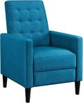 Topeakmart Mid-Century Modern Fabric Recliner Modern Tufted Reclining Single Sofa for Living Room Padded Cushion Home Theater Seat Blue