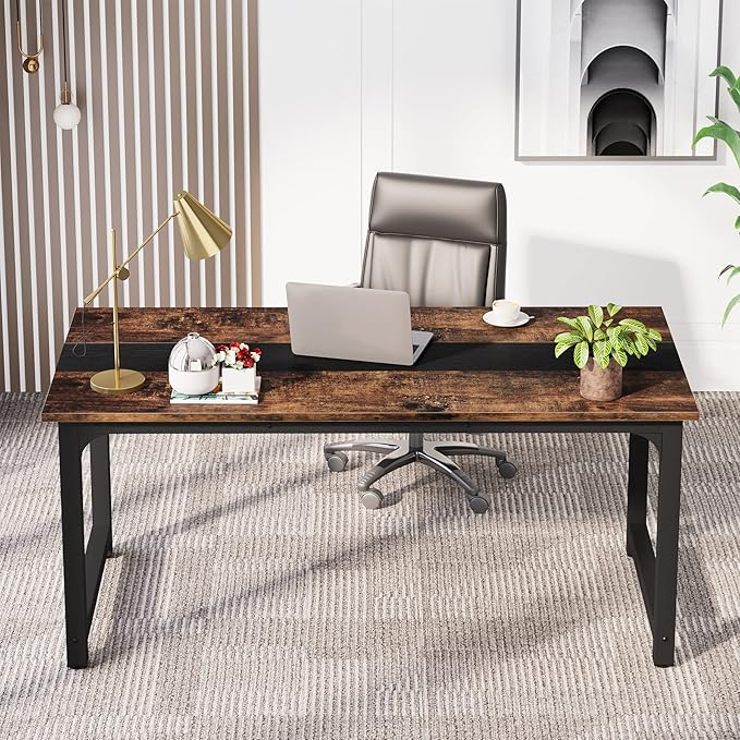 LITTLE TREE 70.8 Inch Large Executive Office Desk Simple Computer Workstation with 31.5 inch Wide Desktop for Home Office