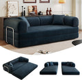 79 Convertible Sofa Bed with Fixed-Shape Frame Corduroy Folding Pull Out Couch No Assembly Modern Boneless Couch Compression Sofa in Box Floor Sofa for Living RoomBlue