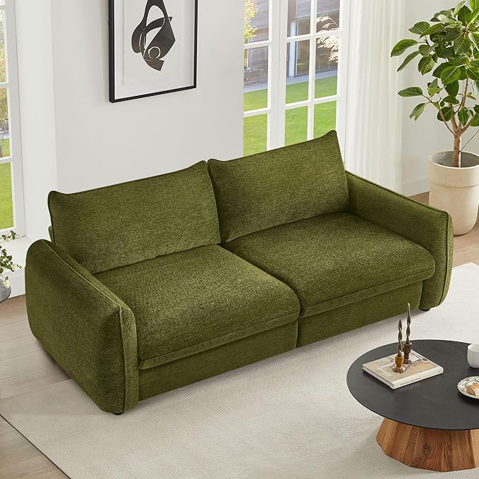 90'' Cloud Loveseat SofaChenille Fabric Couch with 3 Deep Seater Modern Love SeatComfy Thick CushionUpholstered Sofa Couch for Living Room Bedroom Apartment