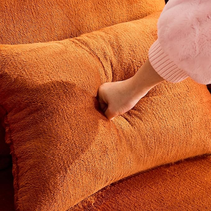 Tai Chi Symbol Loveseat Sofa Curved Yin-Yang Design Dual-Depth Meditation Couch 66.9 Chenille Modular for Small Spaces 300 lbs Capacity (Orange+4 Pillows)