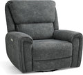 MCombo Power Swivel Rocker Recliner Chair Oversized Power Recliner Chair for Big and Tall People 400lbs Heavy Duty Recliners USB Charge Ports for Living Room Office Fabric OE678 (Dark Grey)