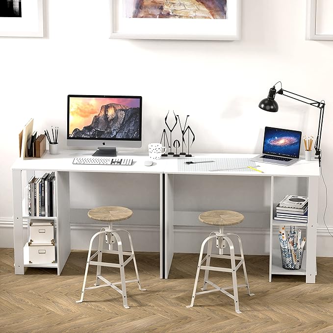 SHW 38-Inch Home Office Computer Desk with Shelves White