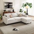 Small Sectional Couch 3-Seat Off White L-Shaped Modern Sofa Couch with Reversible Storage Ottoman &amp Storage Pockets for Living Room Apartment Studio or Small Space