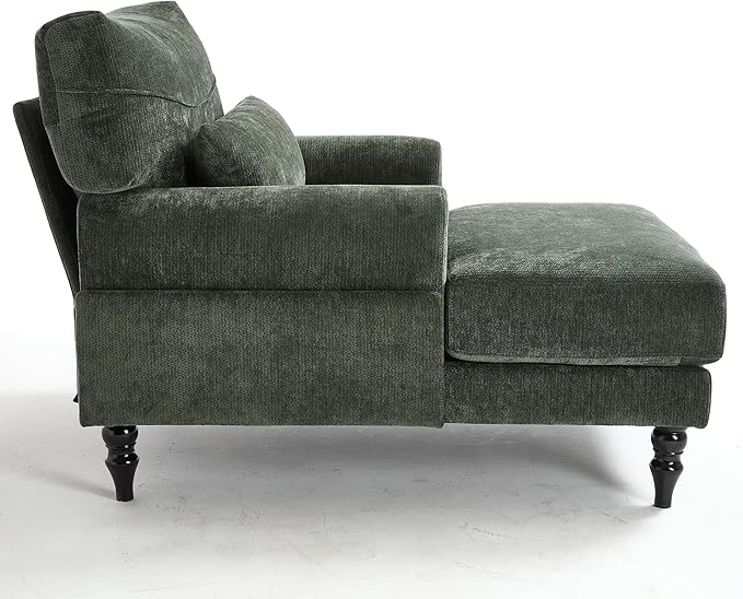 KEIKI Chaise Lounge Chair Indoor Modern Leisure Sleeper Sofa Chair w/Double Deep Cushion Accent Upholstered Reading Side Armchair Recliner Arm Chairs for Living Room &amp Bedroom Easy Assembly G