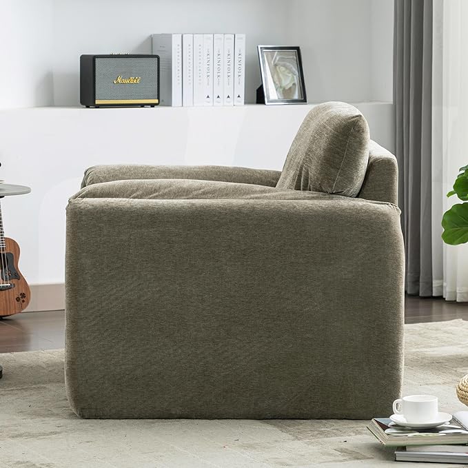 Merax Modern Style Chenille Oversize Armchair Accent Chair 38.6’’ W Single Sofa for Living Room Bedroom Matcha Green