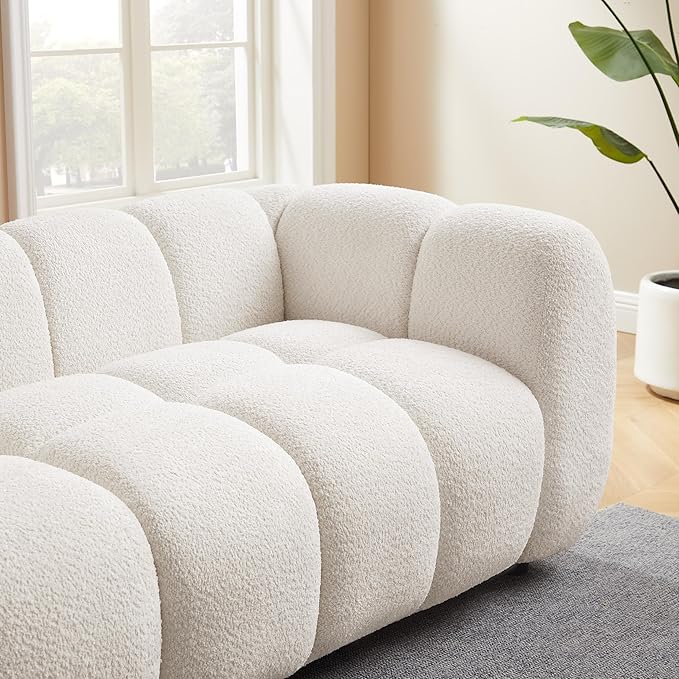 VANOMi 88 Oversized Boucle Sofa Modern Upholstered Tufted Cloud Couch Deep Seat Boucle SofaCozy Modern 3 Seater Couch for Living Room Bedroom Apartment