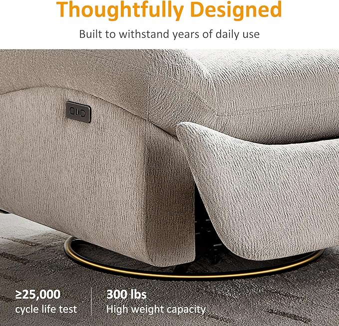 VANOMi Power Recliner Chair with Charging 270° Swivel Glider Rocker Electric Nursery Recliner for Living Room Bedroom and Office Camel Set of 2