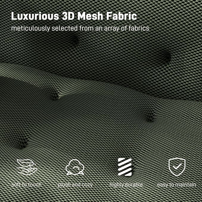 OUYESSIR 114 Boneless CouchCloud Couch3D Mesh Fabric Comfy Sofa3 Seater Modern Curved Sofa for Living RoomBedroom and ApartmentNo Assembly RequiredGreen