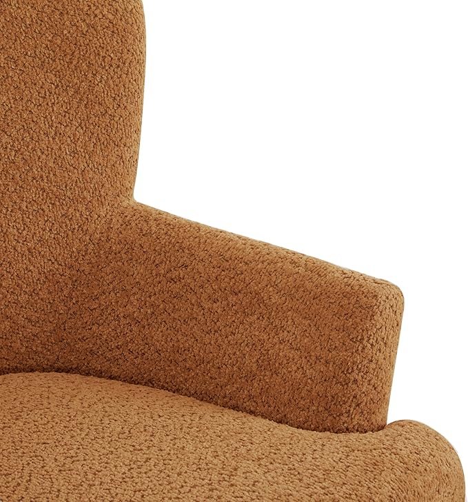 Christopher Knight Home Winnie Boucle Upholstered Wingback Accent Chair and Ottoman Footrest Living Room Lounge Chair and Ottoman Set Bedroom Comfy Reading Chair with Footrest Stool Caramel Orange