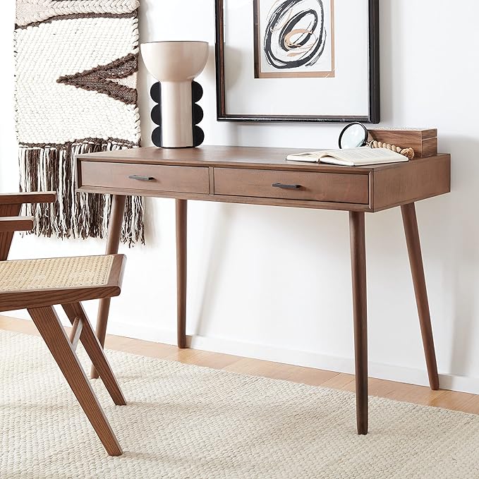 SAFAVIEH Home Collection O'Dwyer Brown 2-Drawer Computer Table Office Desk